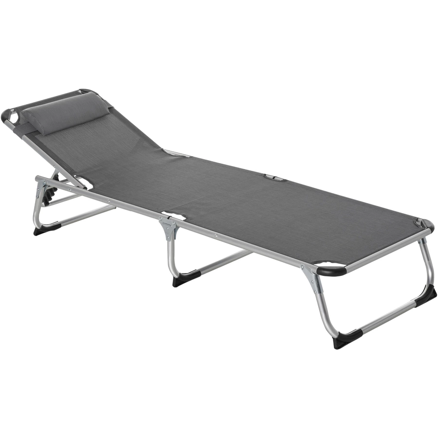 Outsunny Gartenliege 5-stufig verstellbar grau