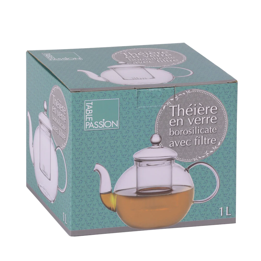 Théière ronde Borosilicate 1 l en verre Table passion