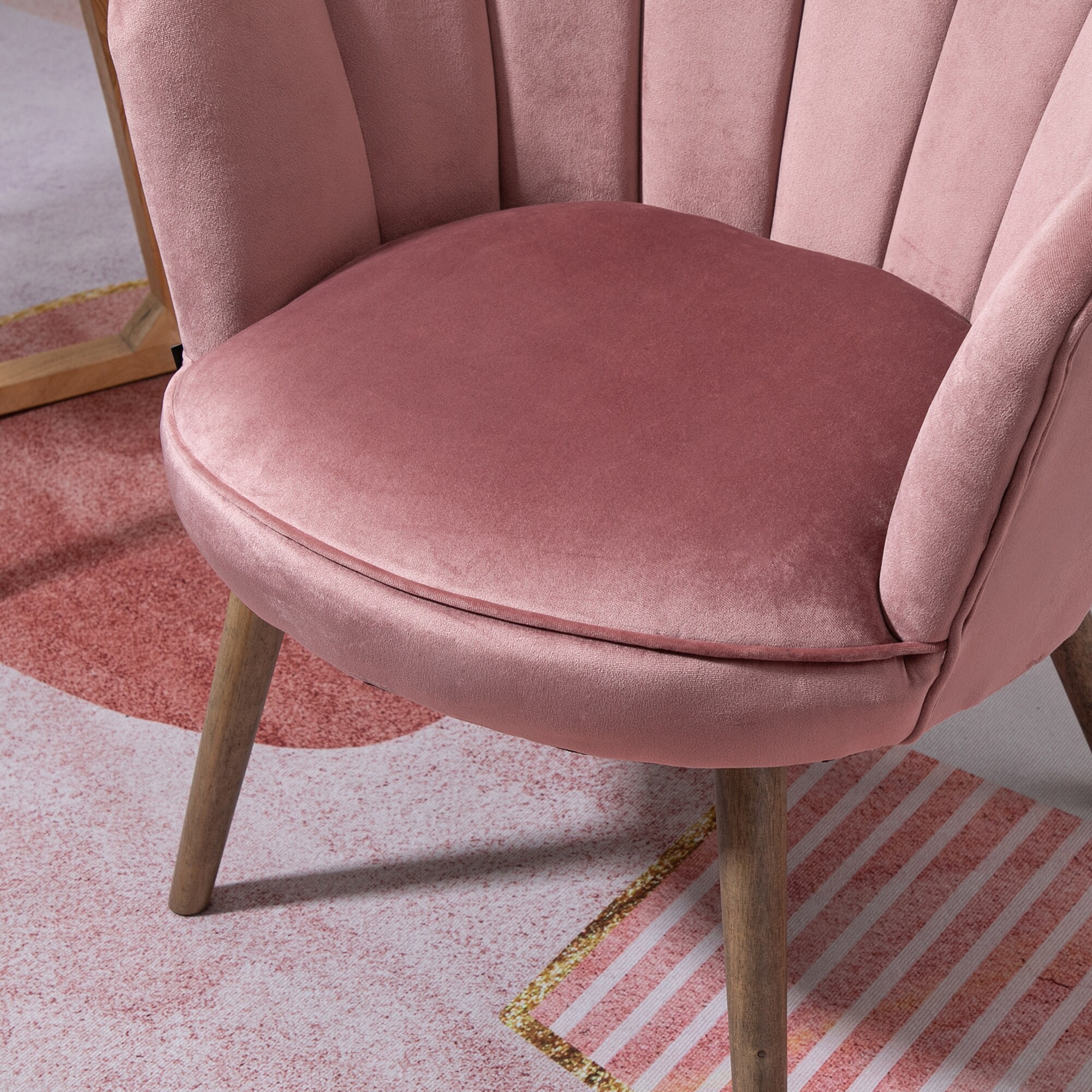HOMCOM Stuhl Lotusblumen-Design, Elegante Ergänzung für Ihren Wohnbereich, Luxuriöser Samt-Polyester Bezug 66 x 72 x 79 cm (BxTxH)