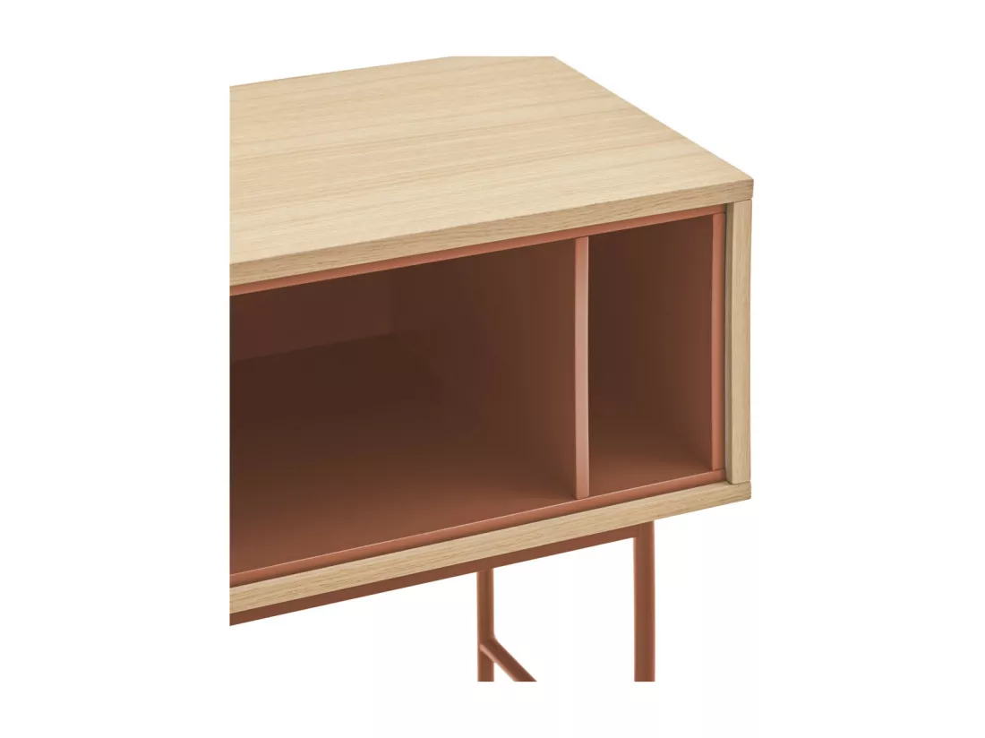 Yoko - Console 2 tiroirs en bois L120cm : Couleur - Rouge brique