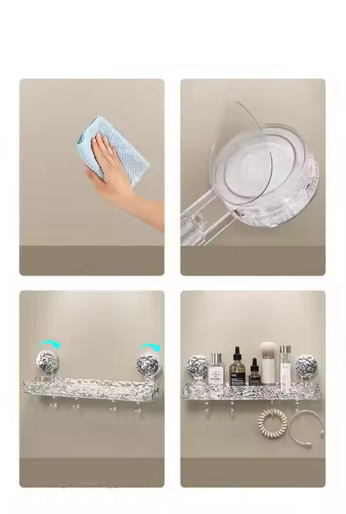 (2er Set) Duschregal Selbstklebende Badezimmer Eckablage Wand Halterung Abnehmbarer Duschkorb - Transparent