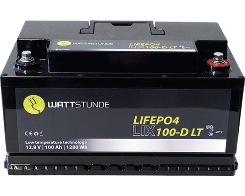 WATTSTUNDE Lithium 100Ah LiFePO4 accu LIX100D-LT (DIN) met Bluetooth interface