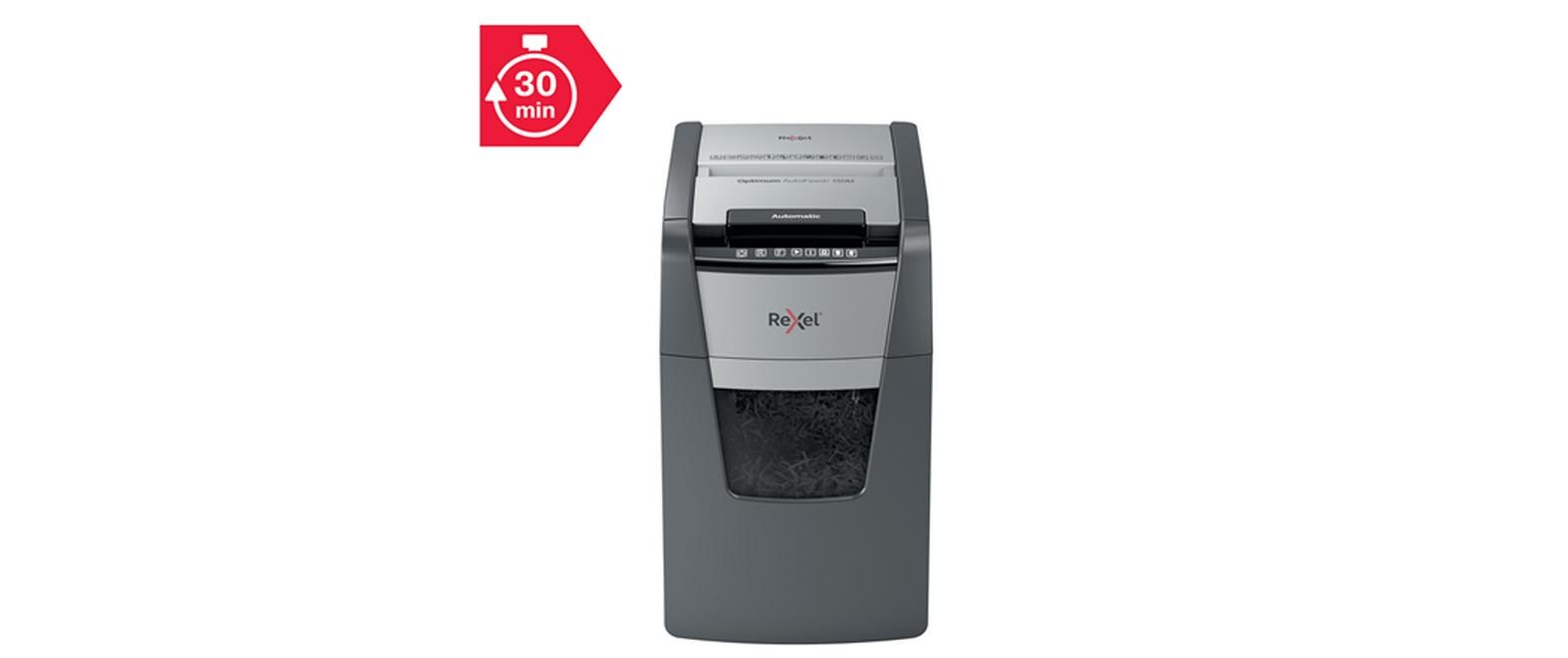 Aktenvernichter Rexel Optimum AutoFeed+ 150M, P-5<br>Automatischer Schredder (auto) für sichere Vernichtung vertraulicher Unterlagen (bis zu 150 Blatt)