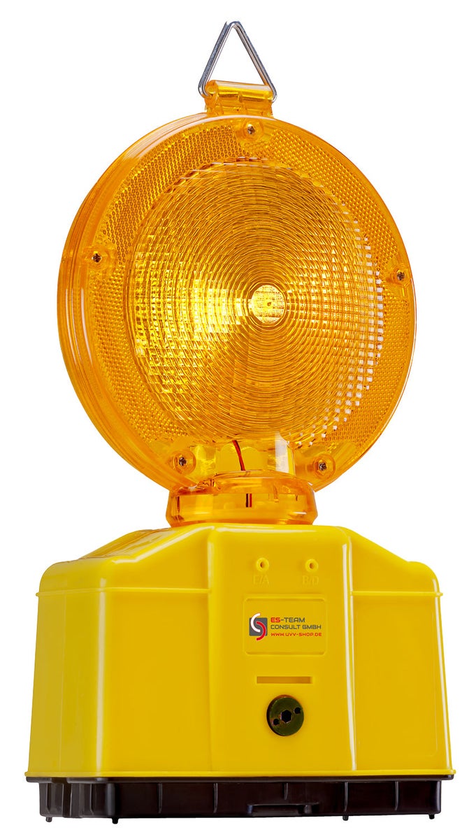 UVV bouwplaatsverlichting waarschuwingslamp gele of rode LED + 2 STAR accu's 7Ah / Rode LED
