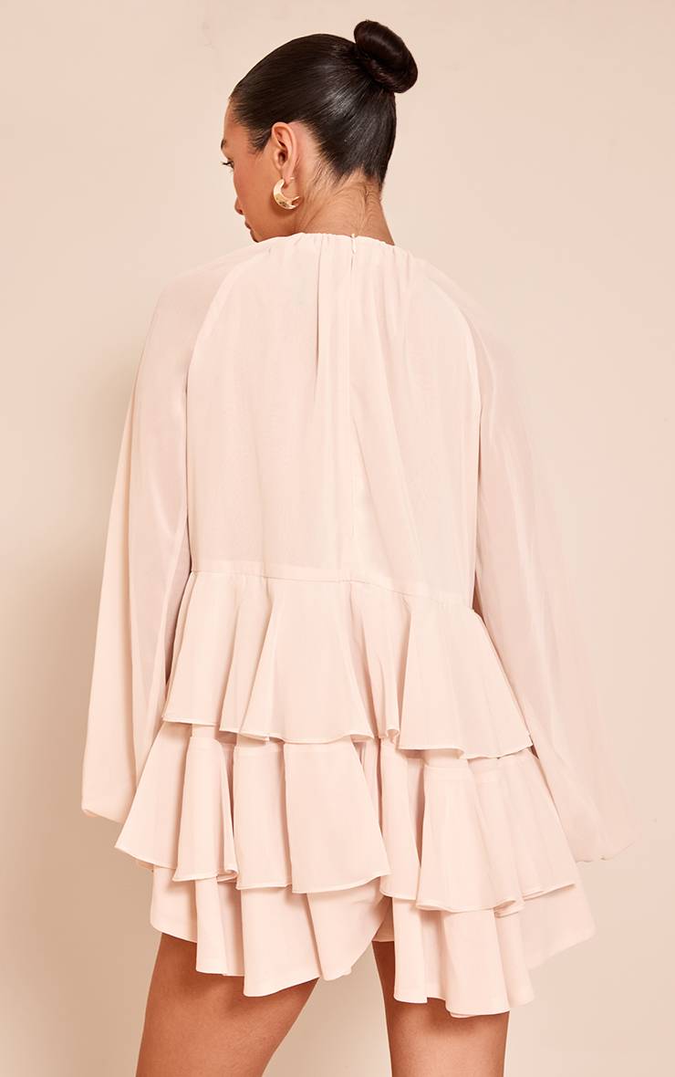 Crème Combinaison-short Fluide À Volants En Mousseline Crème
