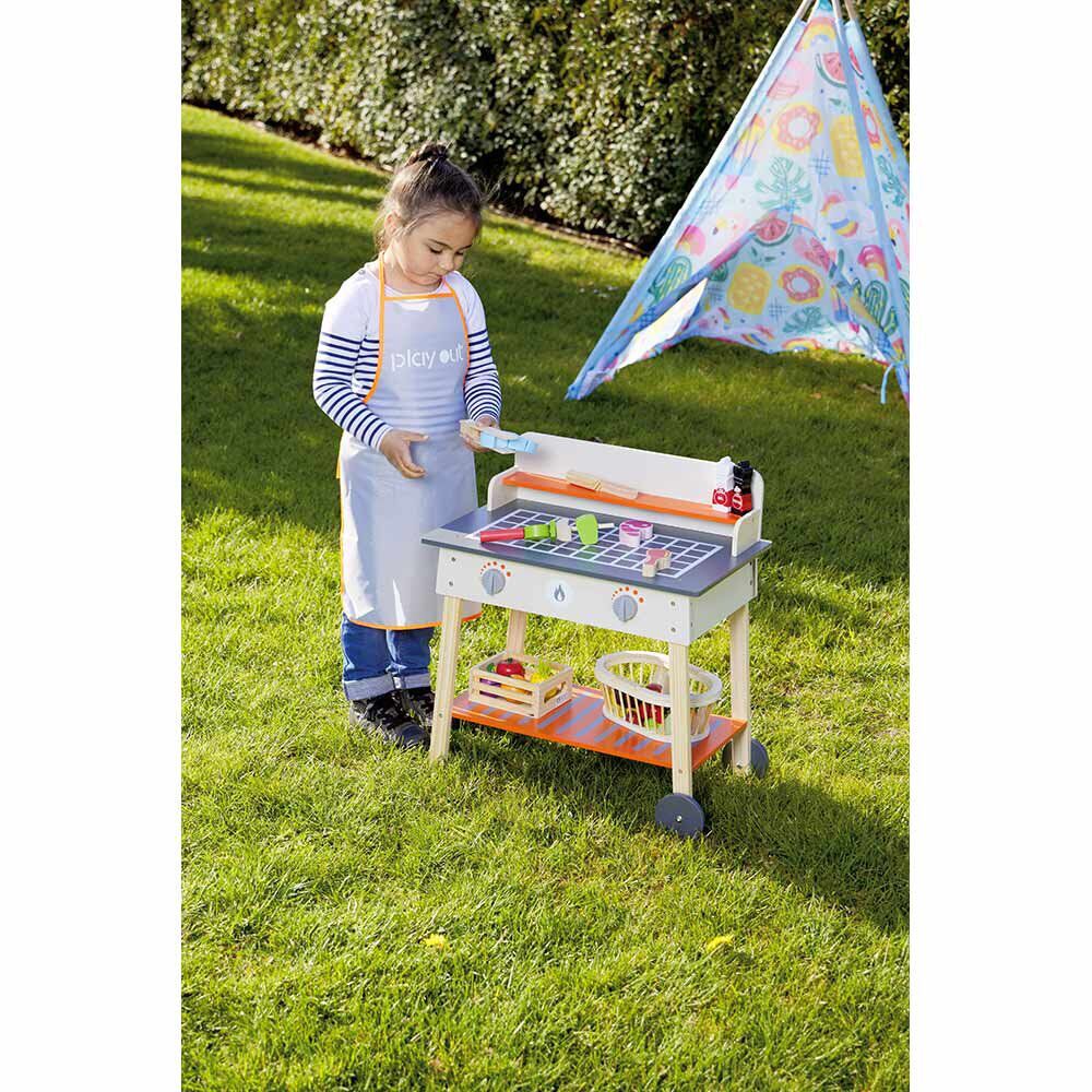 Barbecue extérieur enfant en bois + accessoires