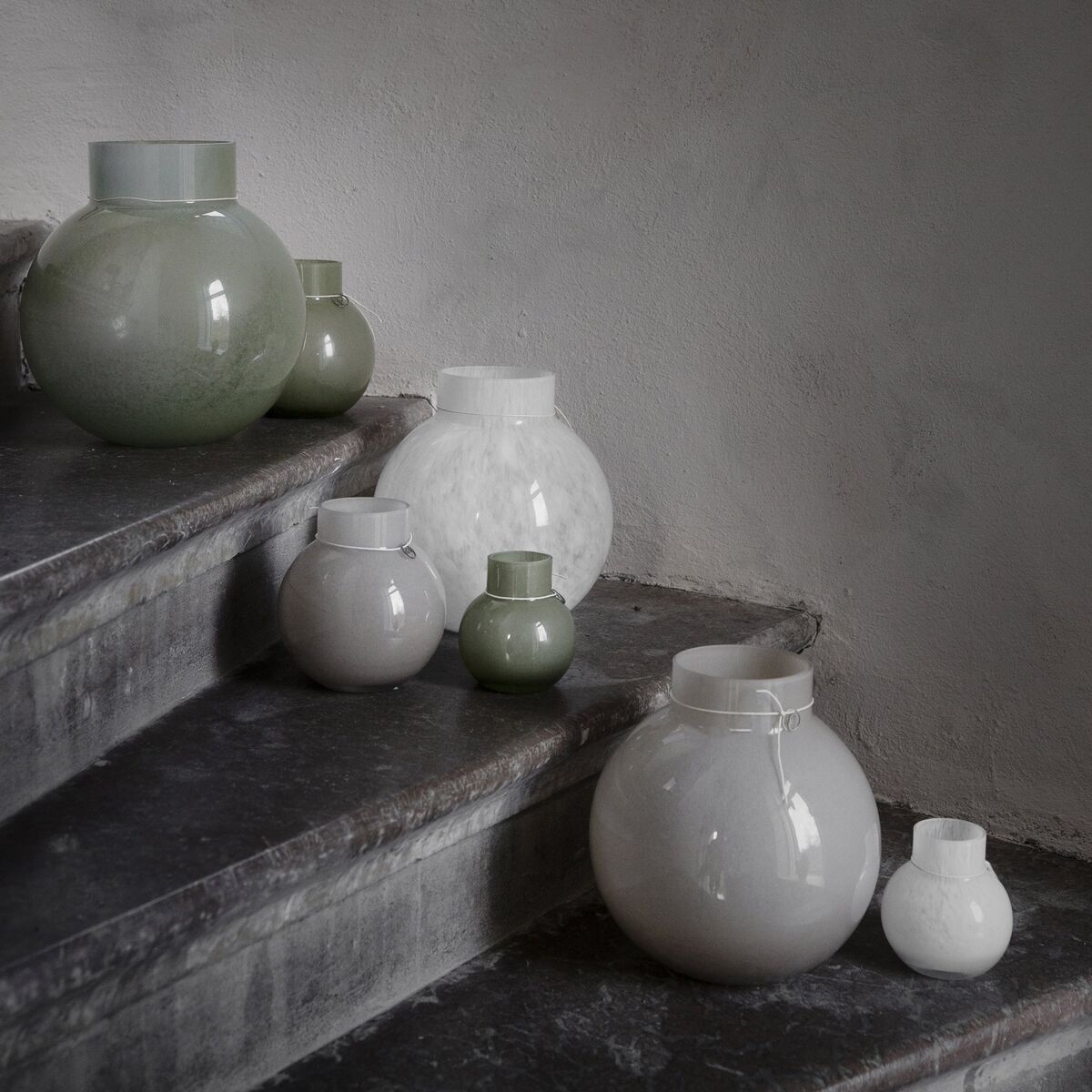 Glassvase rund 10 cm, Ø9, beige