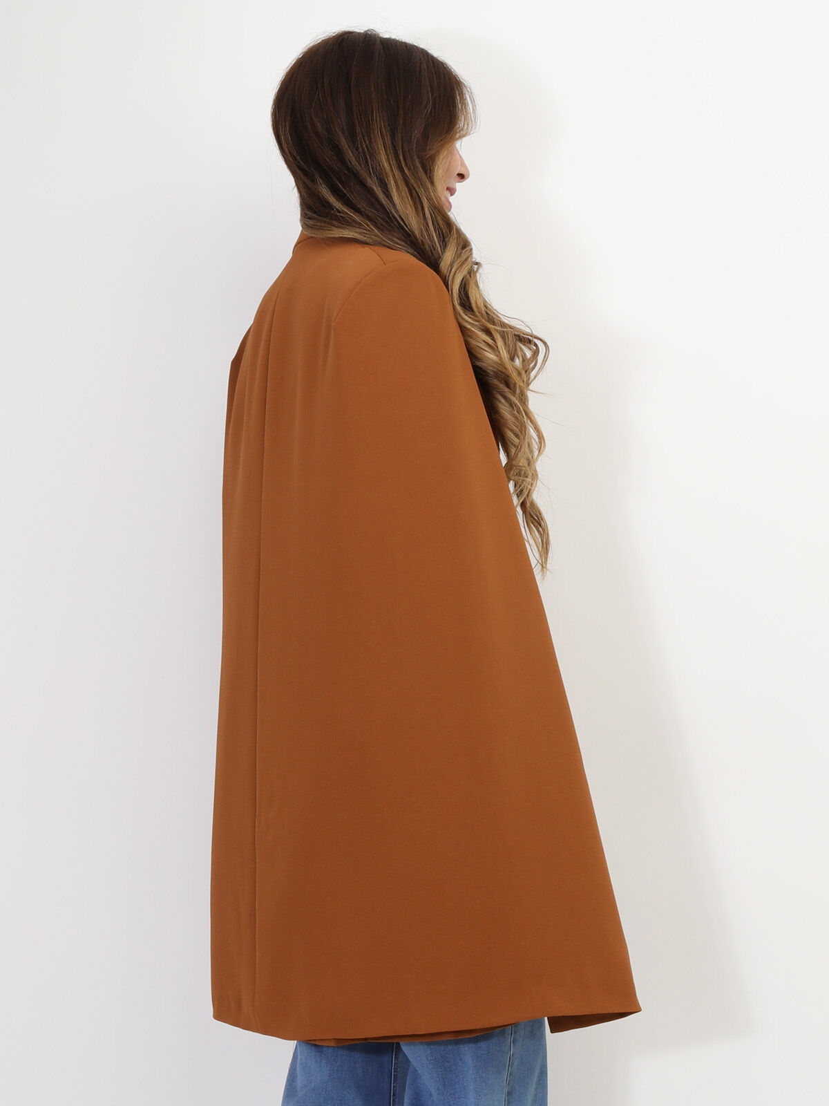 Manteau cape à boutons officier- Camel