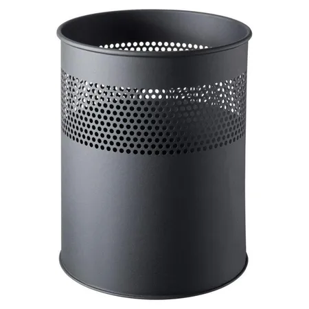 Helit Metall-Papierkorb, schwarz, 18 Liter