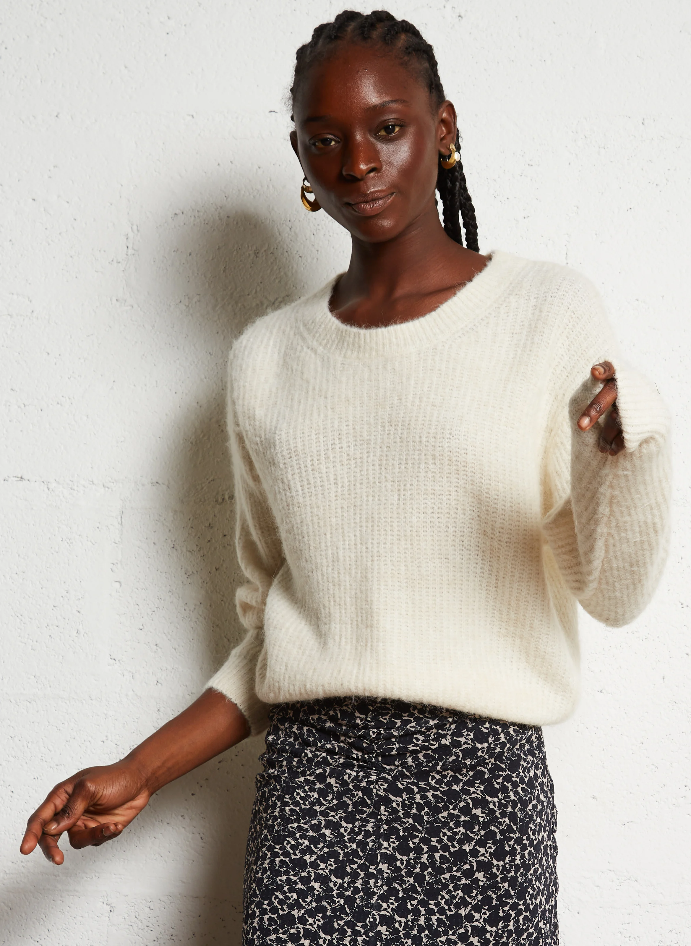 EAST - Pull col rond en laine mélangée | Beige