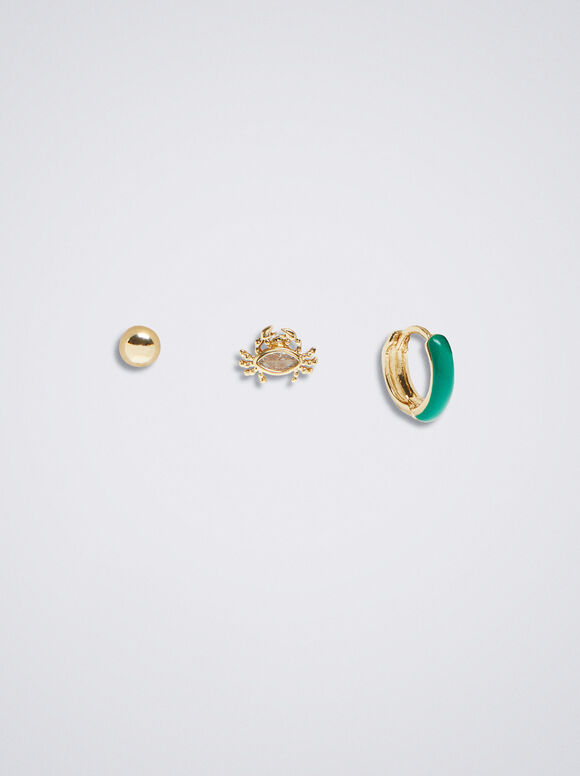 Conjunto de brincos com zircônias - Verde
