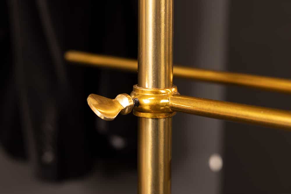 Eleganter Herrendiener VALET 128cm gold Aluminium Kleiderhaken Garderobenständer