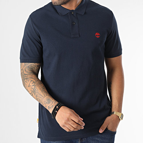 Polo Manches Courtes Basic A26N4 Bleu Marine