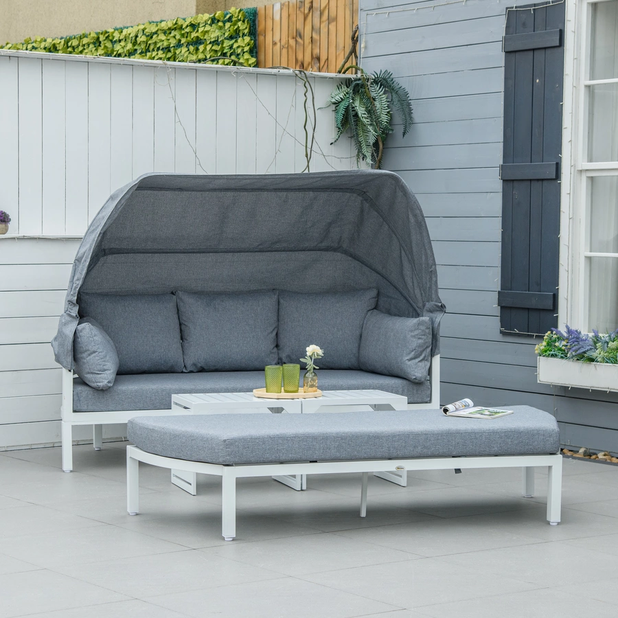 Outsunny Gartenmöbel Set mit Vordach grau