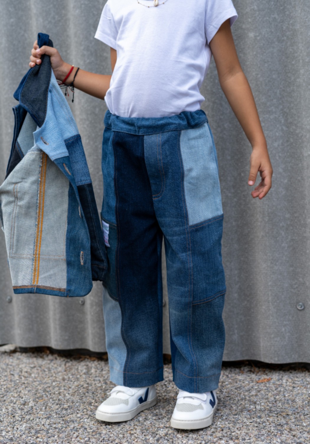 RRREVOLVE x Mini Etiquette Kinderhose Weit Patchwork Denim