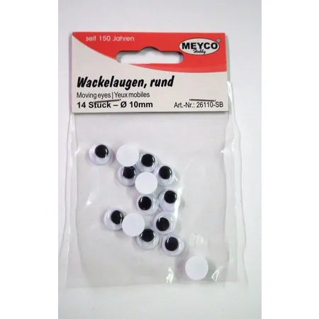 Meyco Wackelaugen 10mm, 14 Stück