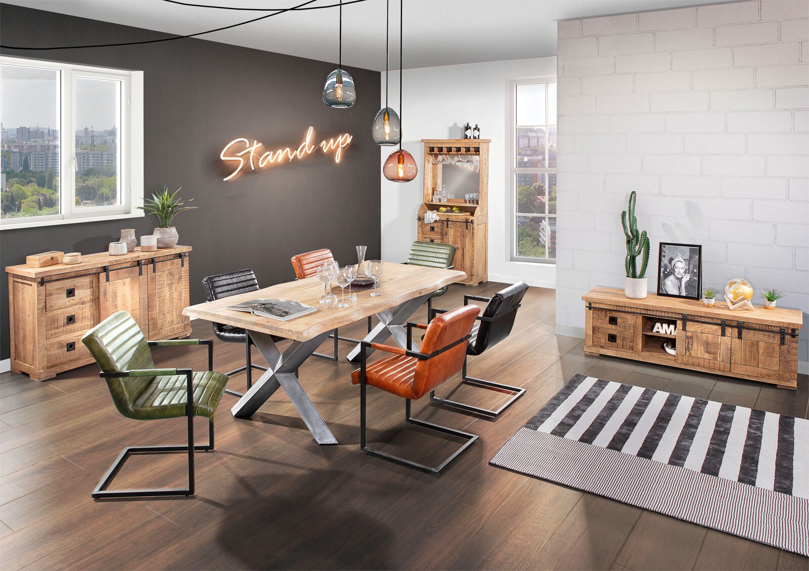 INTERhome Sideboard KAMERUN 145 x 85 cm Mango braun