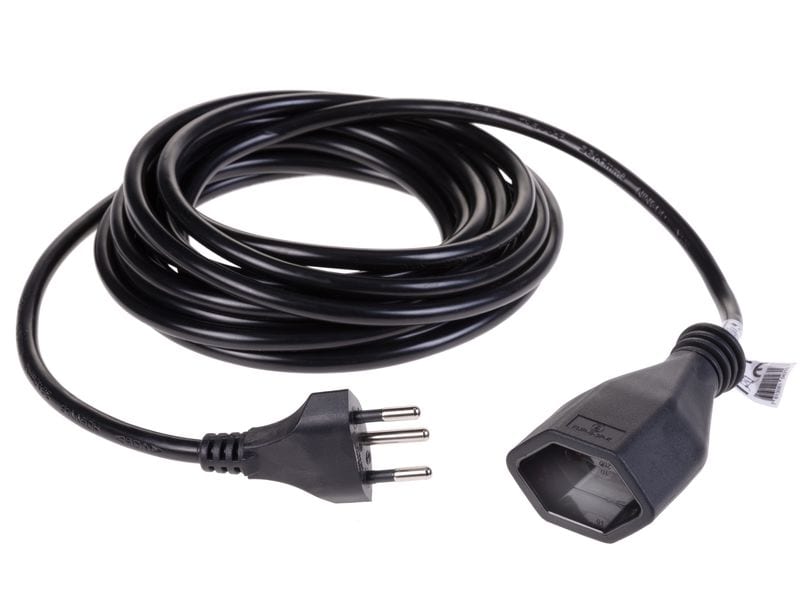 FURBER.power Verlängerungskabel T13-T12 5 m Schwarz Stromkabel H05VV-F 3G1.00