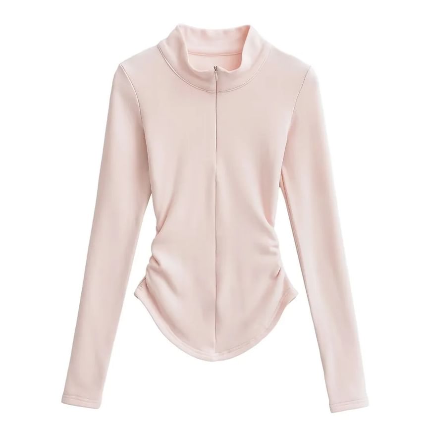 Asiris - T-shirt met lange mouwen en hoge hals en effen smokwerk