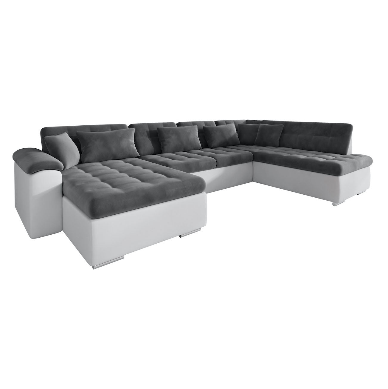 Nicoreta - Hoekbank 5-zits met chaise longue - Velvet grijs - Links