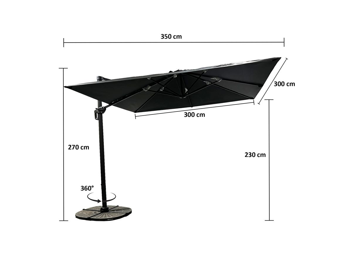 Buitenkado ultimate 3x3m aluminium zweefparasol - grey