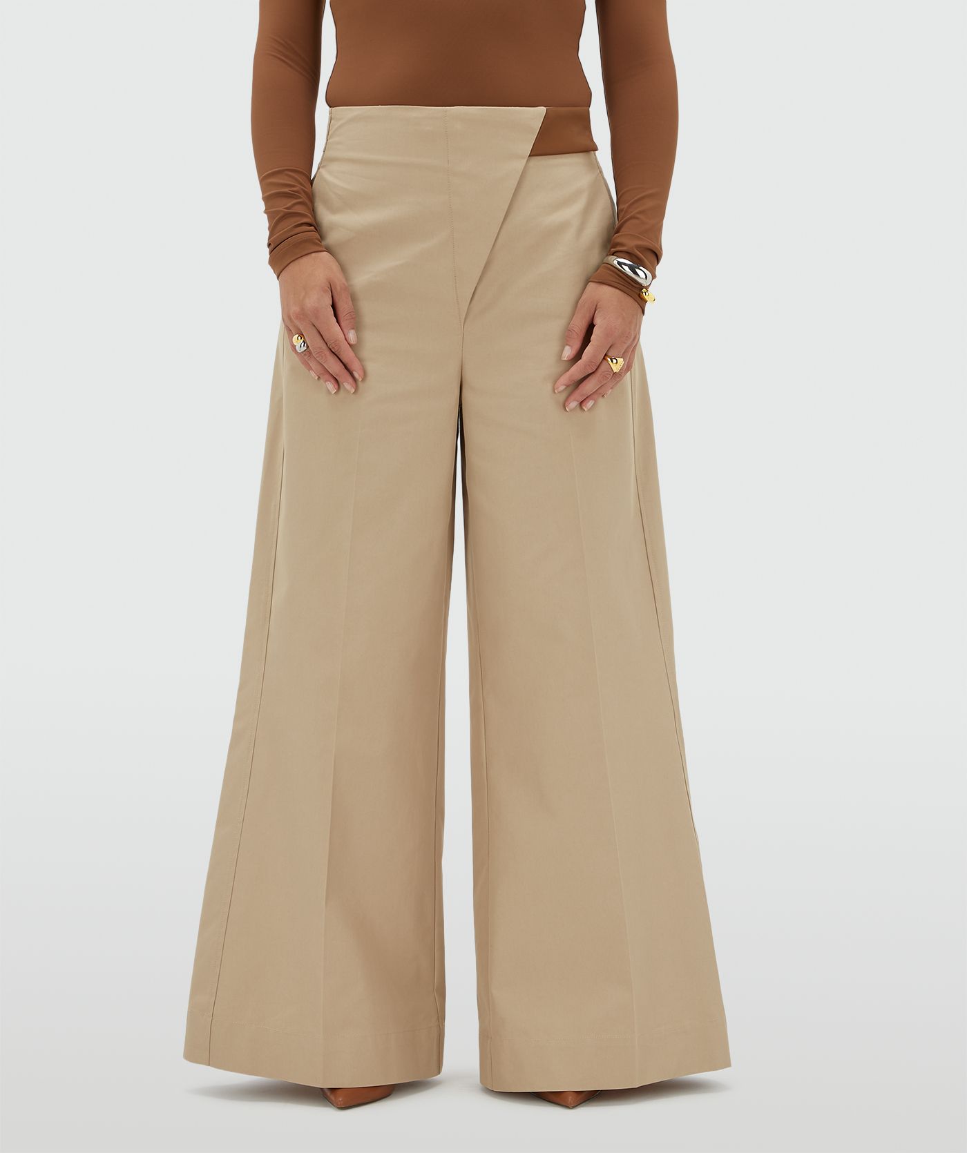 JV-VEN mid rise wide leg pantalon - beige