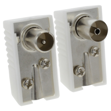OK Coax stekkerset male/female wit