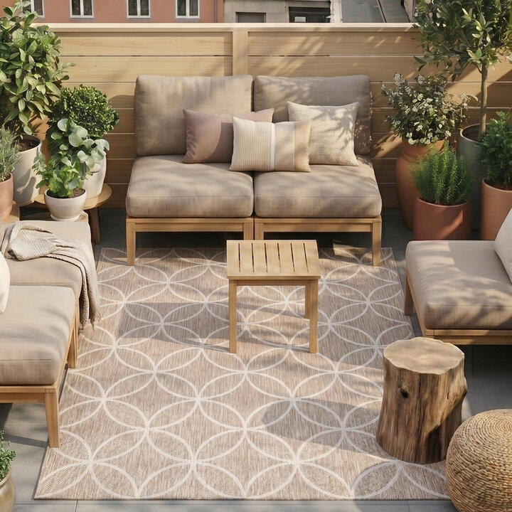 Geometrisch buitenkleed - Faro Ripple Beige