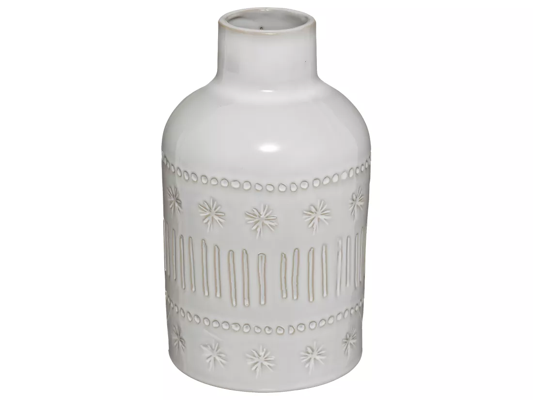 Vase en Céramique Ivoire décorée H 21 cm