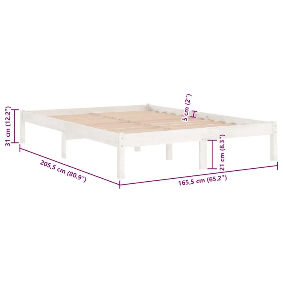 vidaXL - Tweepersoonsbed frame - Wit - Massief grenenhout - 160x200 cm