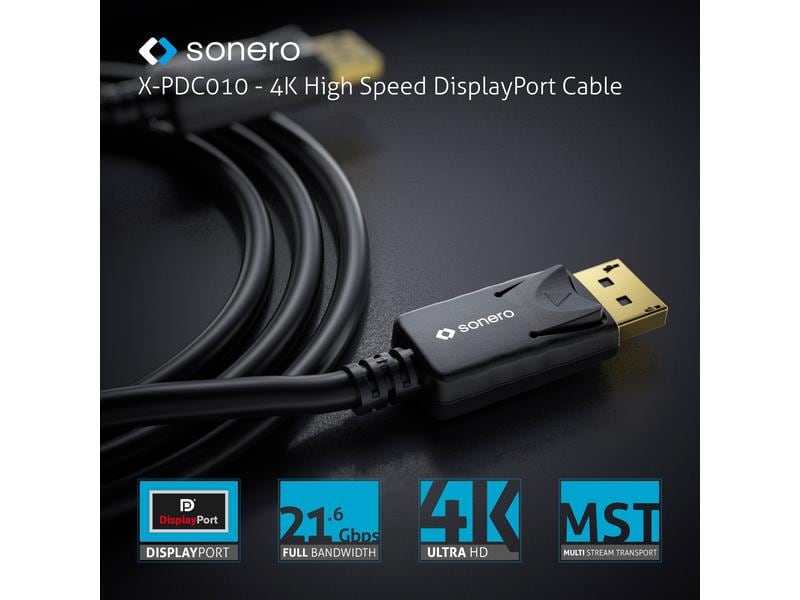 sonero Kabel 4K Displayport 1.2 Stecker <-> Stecker, 4K/60H 4K High Speed DisplayPort Kabel