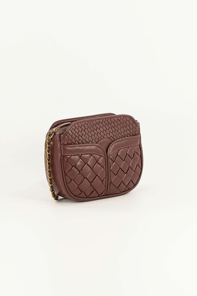 SESSUN<br>Bolsa de ombro em couro trançado com corrente, DIVINE BRIDED