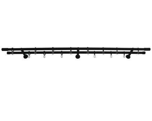 Dubbele gordijnroedeset, cilindervormig, zwart, 160 cm, Ø 20 mm