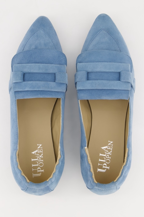 Leder-Ballerinas, Veloursleder, elastische Ferse, Weite H
