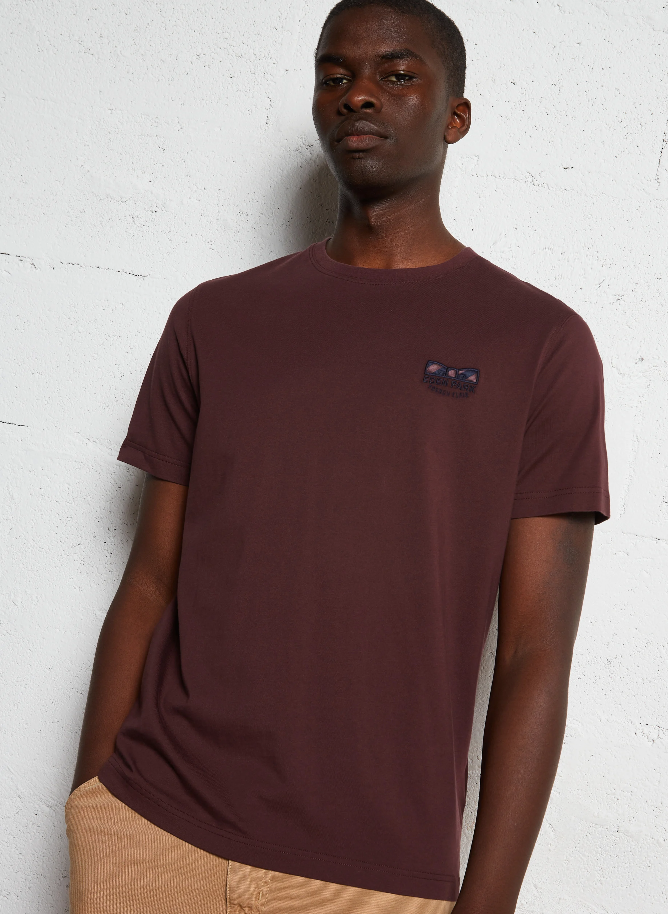 Tee-shirt manches courtes brodé en coton | Rouge