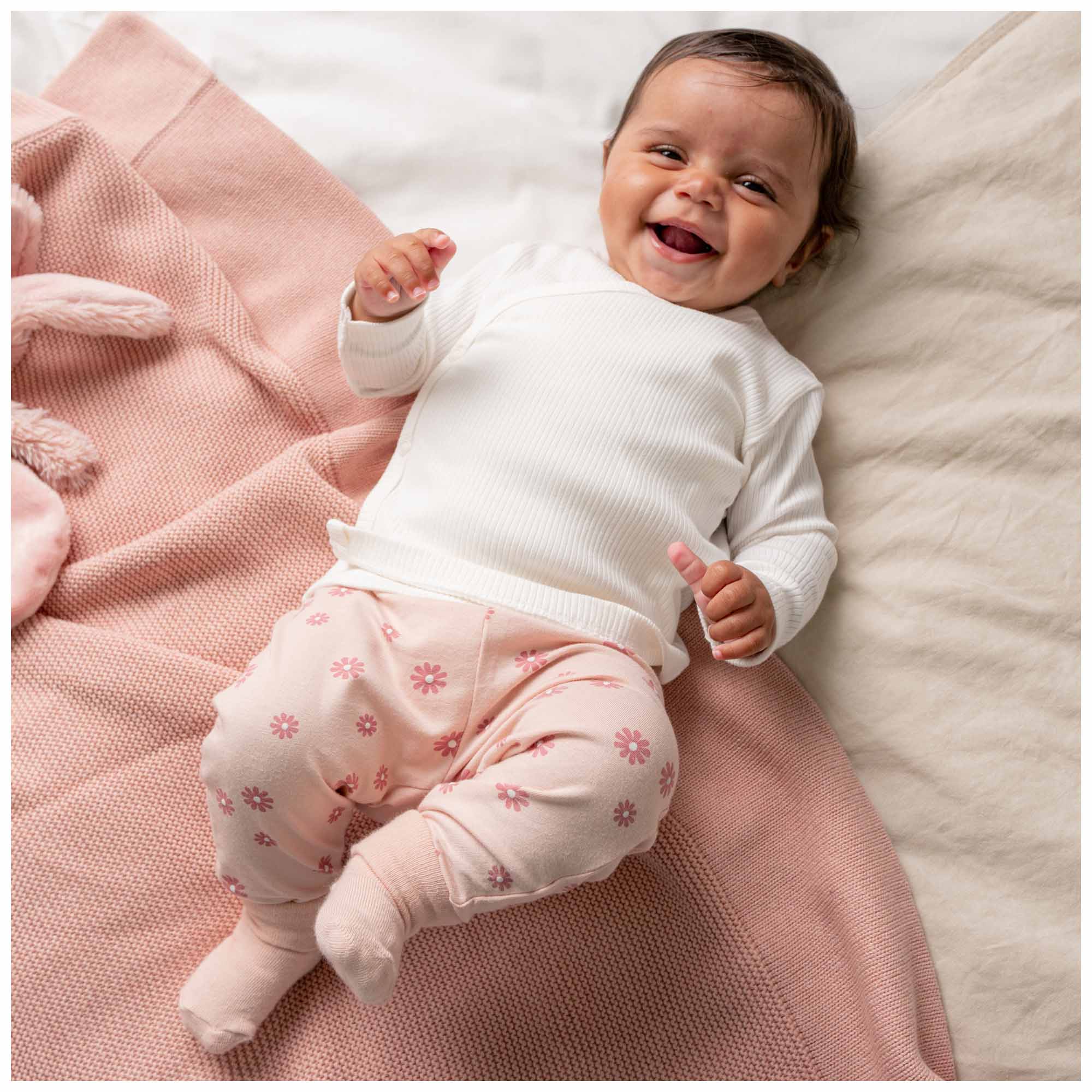 Prénatal newborn broek  bloemen roze