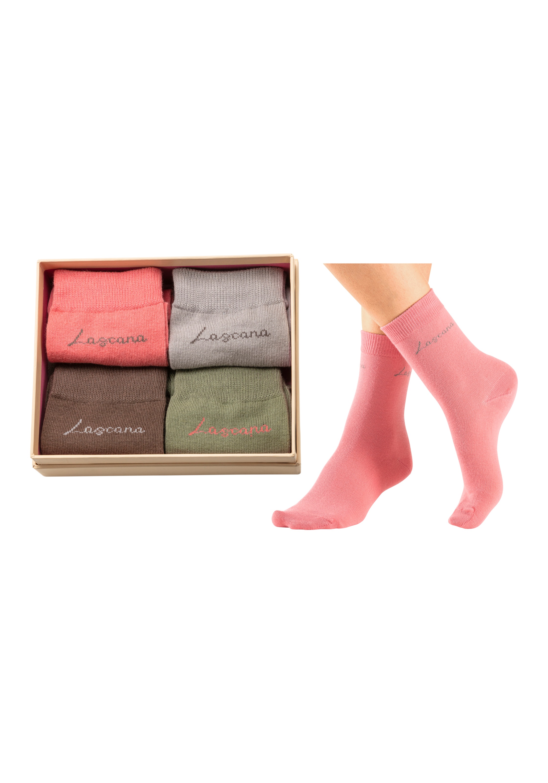LASCANA Basicsocken Box, 4 Stk. tlg. in ansprechender Geschenkbox