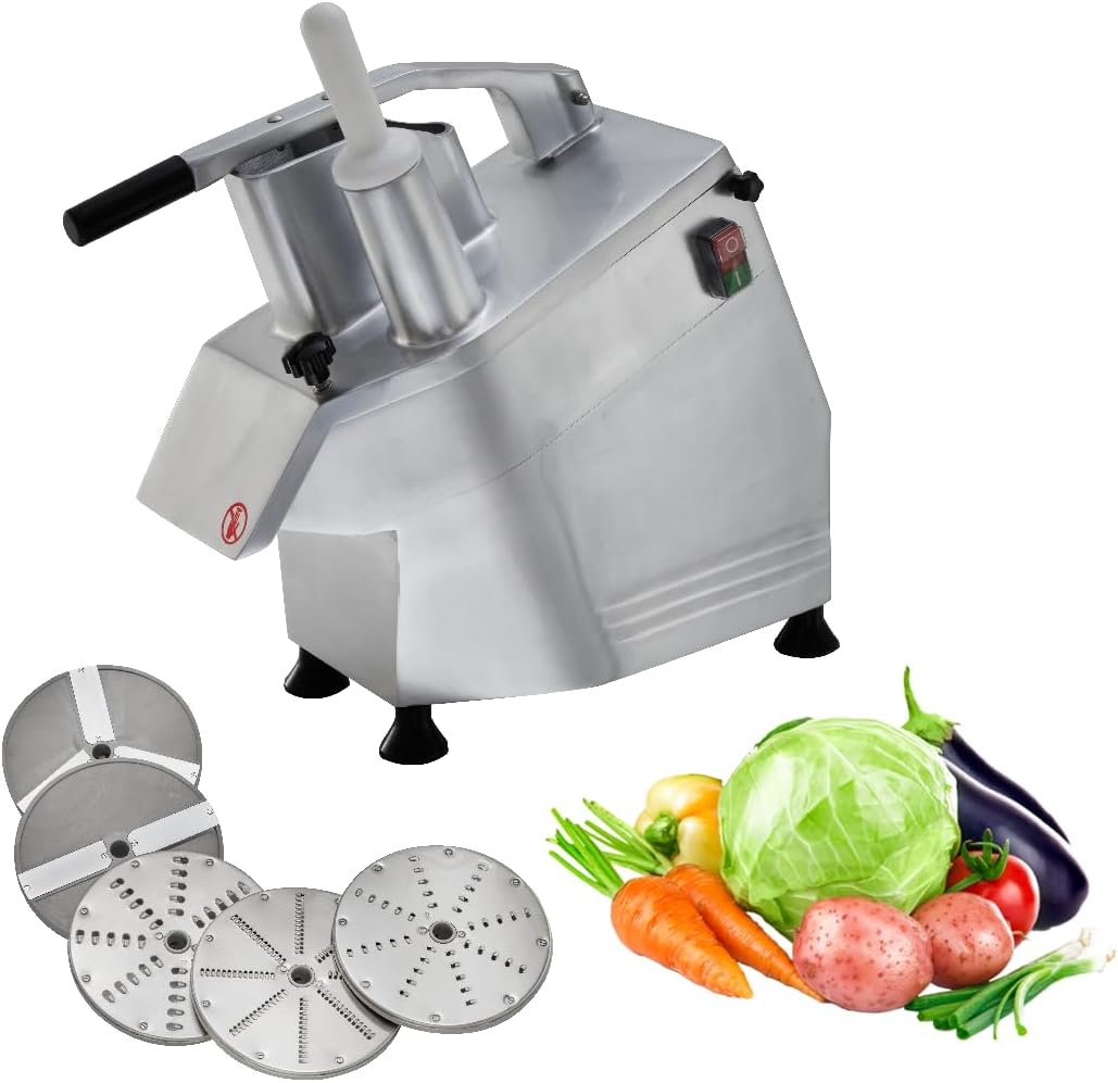 Gemüseschneider I Elektrischer Gemüseschneider I 300 kg/h Leistung I 5 Scheiben Ø 2-7 mm I Aluminium I Gemüse-Cutter für Gastronomie