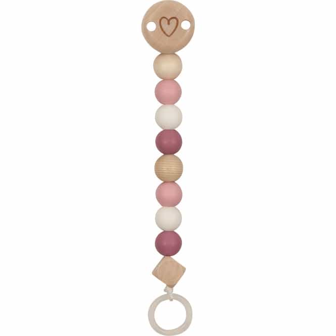 Goki Baby - Schnullerkette - Herz - natur/rosa
