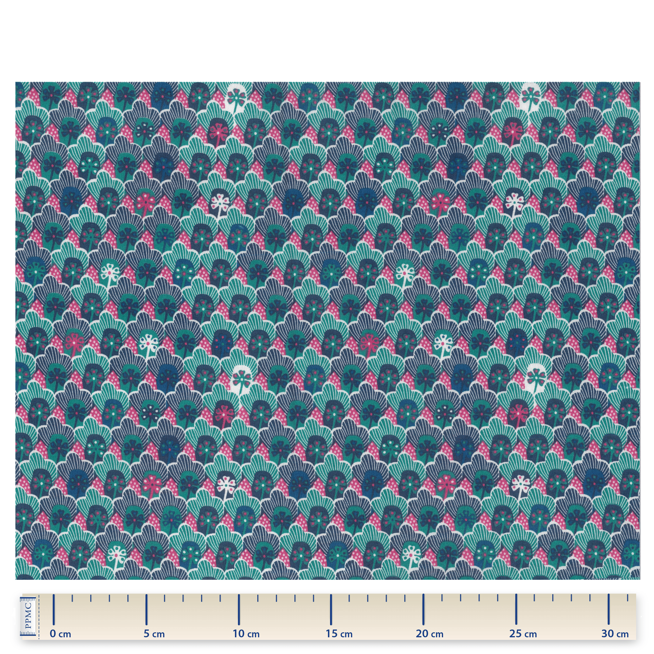 Tissu Coton Au Mètre Fleurs Géo Vert Fuchsia Ex1072