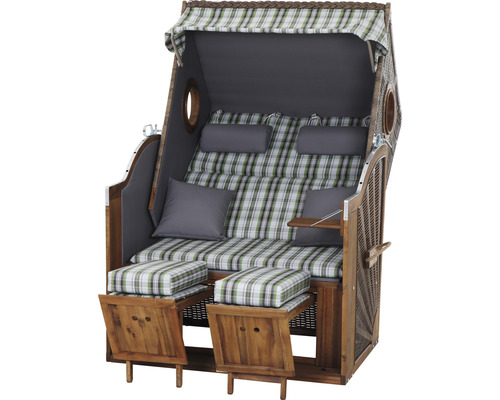 deVries Trend 45 strandstoel, stof 749, hout, 120 x 80 x 160 cm, groen