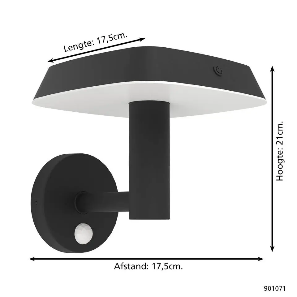 EGLO Dreoli Solar Wandlamp - LED - 21 cm - Zwart/Wit