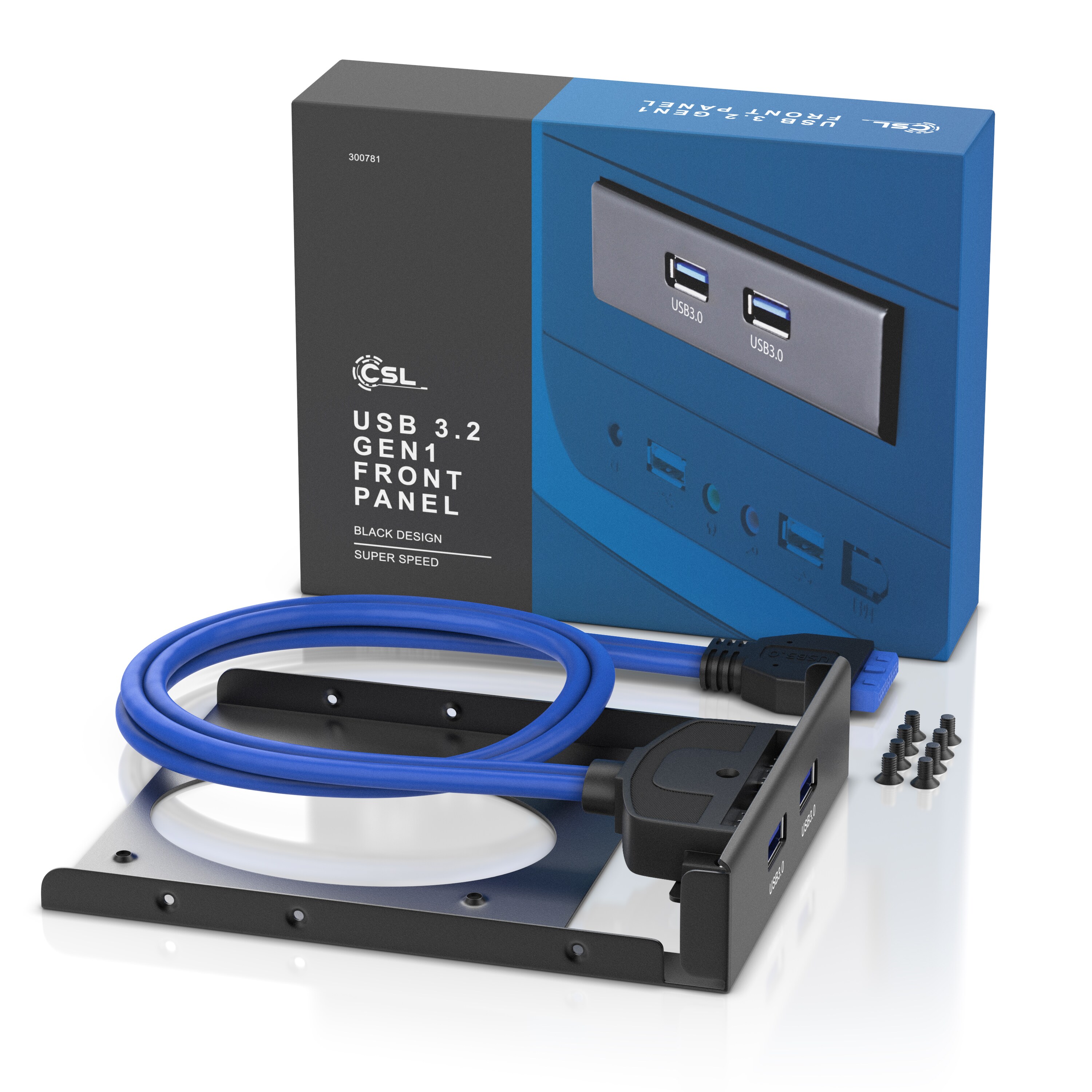 CSL USB 3.0 2-Port Frontpanel für 3,5 Laufwerkschächte - 2x USB 3.0 Buchse Typ A | bis zu 5Gb/s