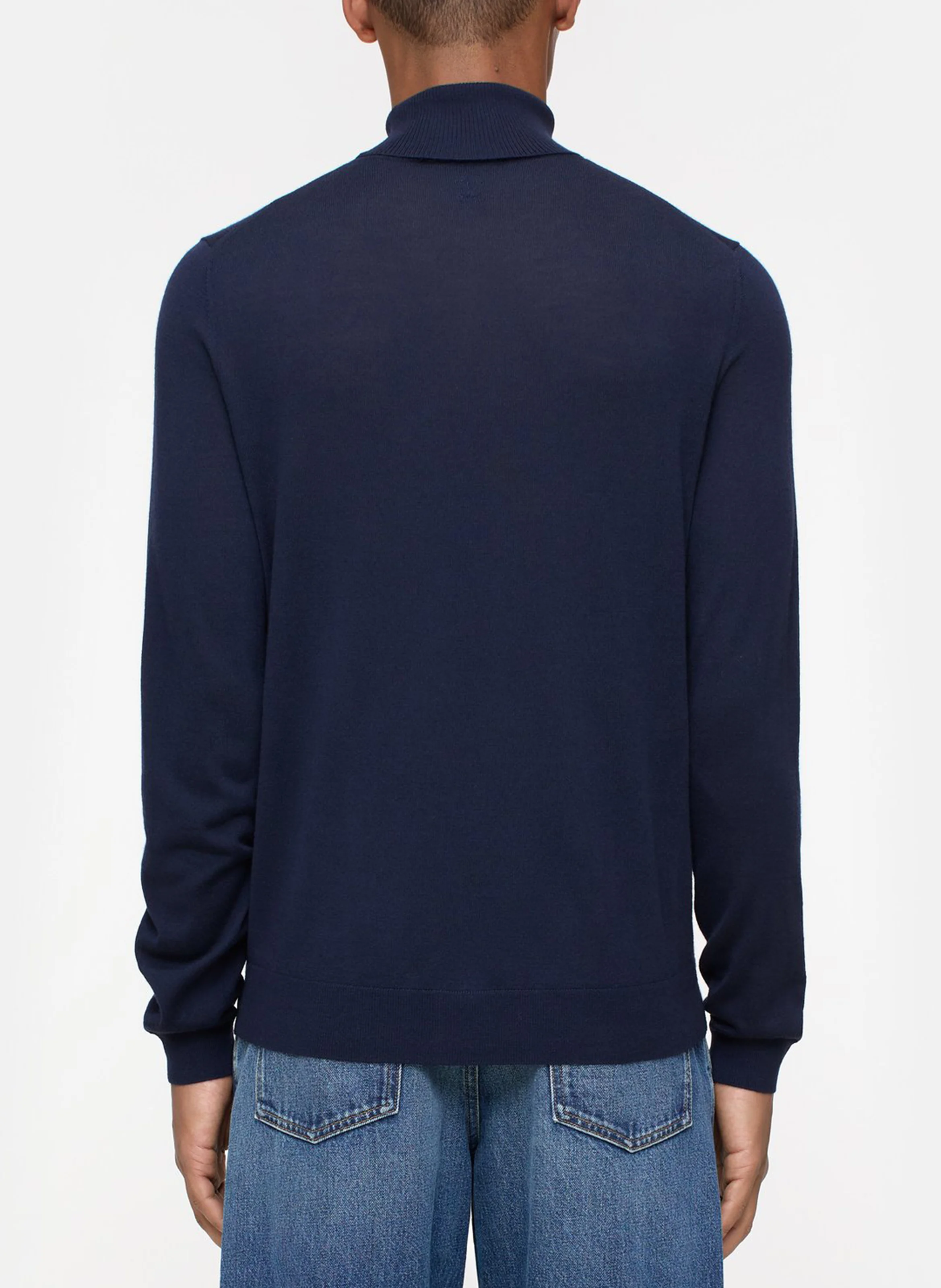 Pull à col roulé en laine| Bleu