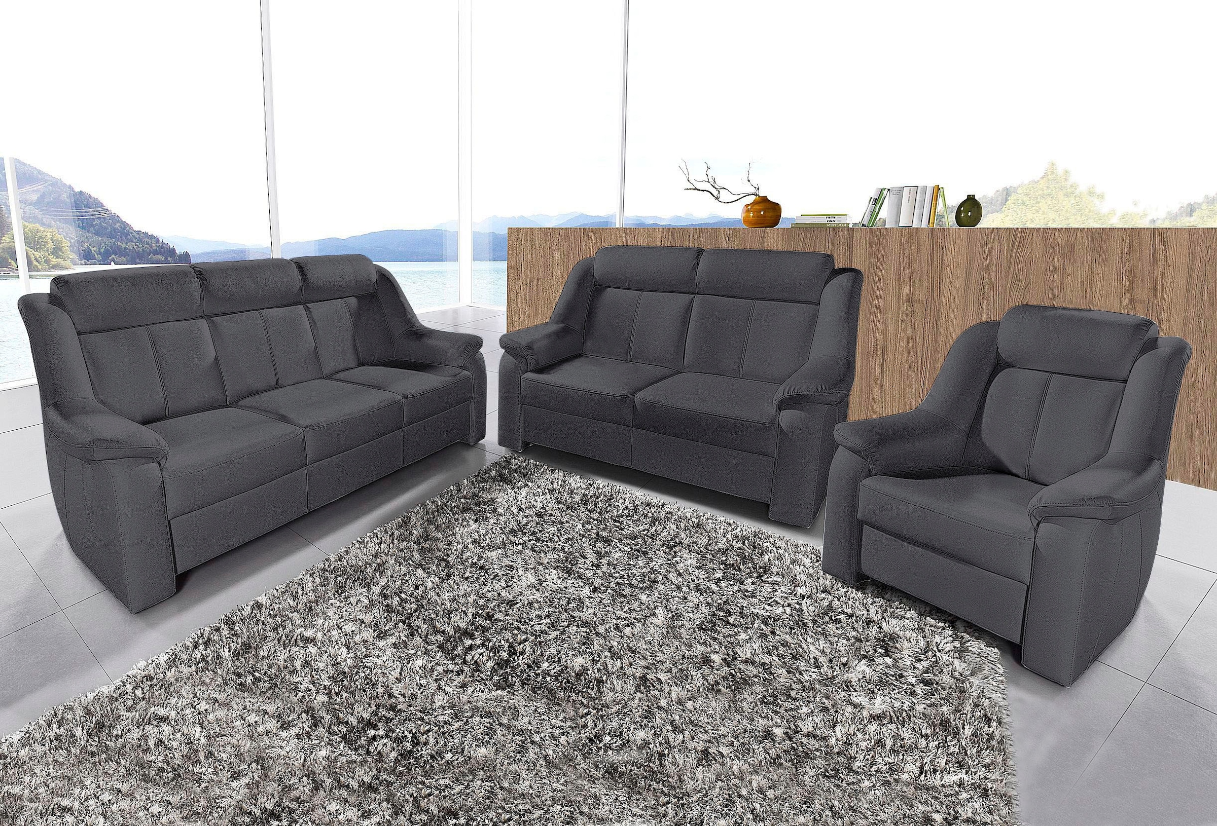 sit&more Polstergarnitur »Basel« Set, bestehend aus 3-Sitzer + 2-Sitzer + Sessel