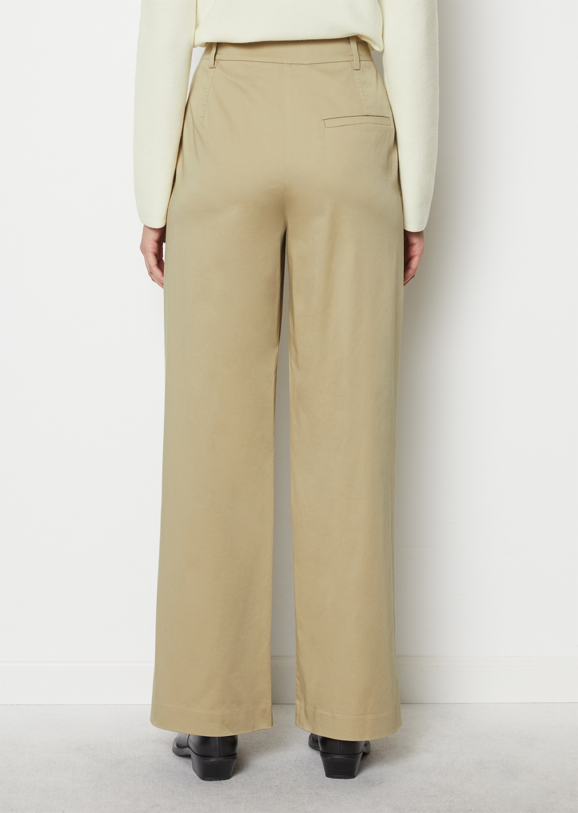 Wide Leg Pantsaus Baumwoll-Satin-Stretch