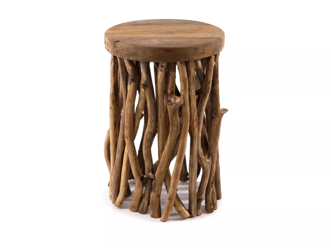 TABLE D'APPOINT Bois 45 Bois massif en acajou, rond couleurs naturelles