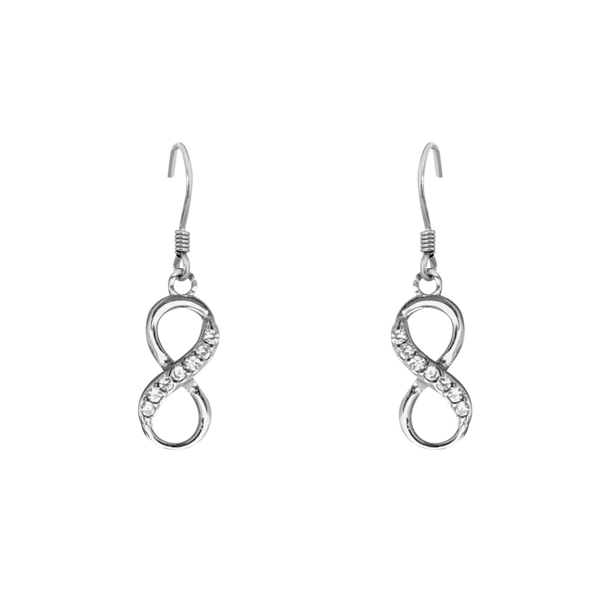 Boucles d'oreilles infini en argent 925 rhodié avec oxydes de zirconium
