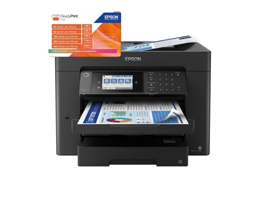 Epson WorkForce WF-7840DTWF - Multifunktionsprinter - farve - blækprinter - A3 (297 x 420 mm) (original) - A3 (medie) - op til 25 spm (udskriver) - 550 ark - 33.6 Kbps - USB 2.0, LAN, Wi-Fi(n), USB vært