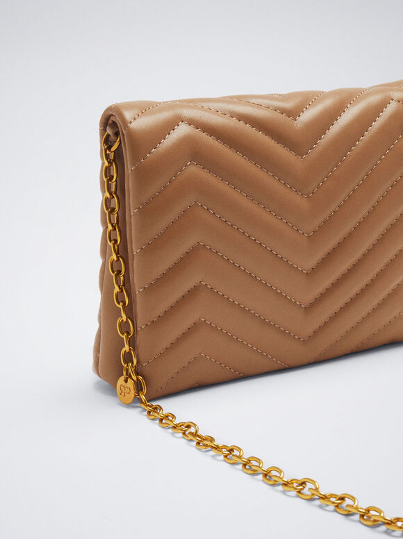 Bolsa de ombro acolchoada - Marrom
